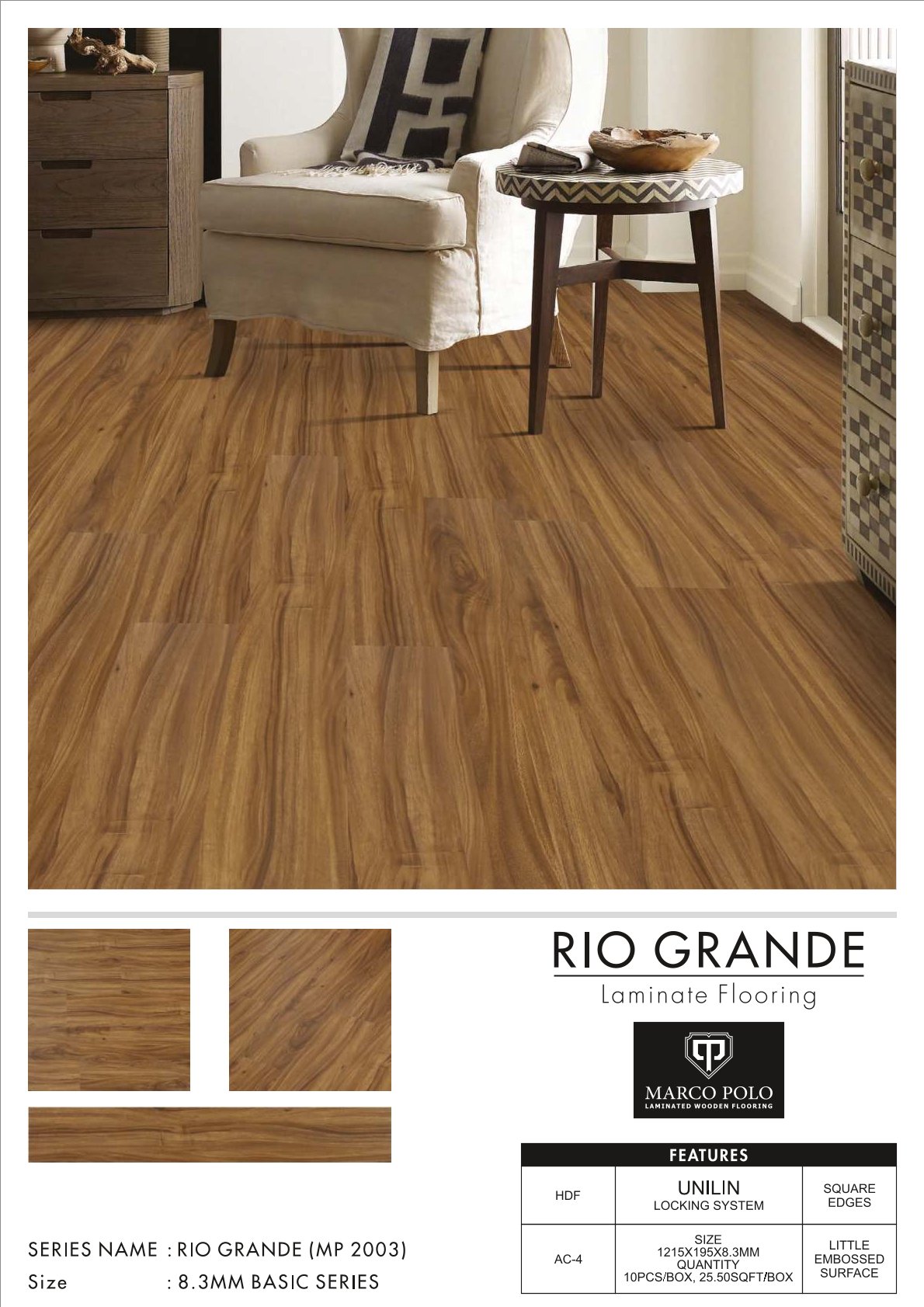 MP-2003 Rio Grande Marcopolo Laminate Flooring 8.3mm