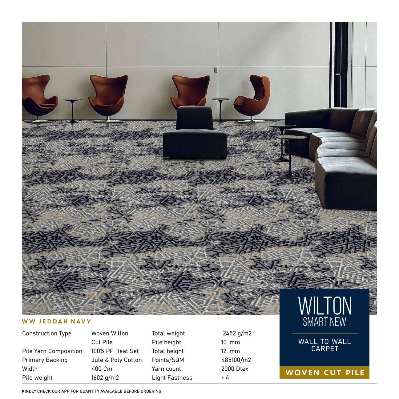 Divine Wilton Smart New Carpet Roll - Jeddah Navy