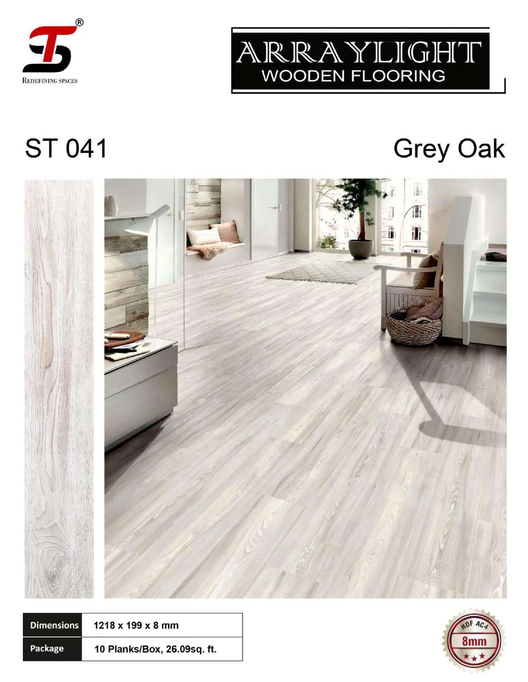 ST 041 grey oak -Arraylight 8mm Laminate Flooring – Durable & Stylish