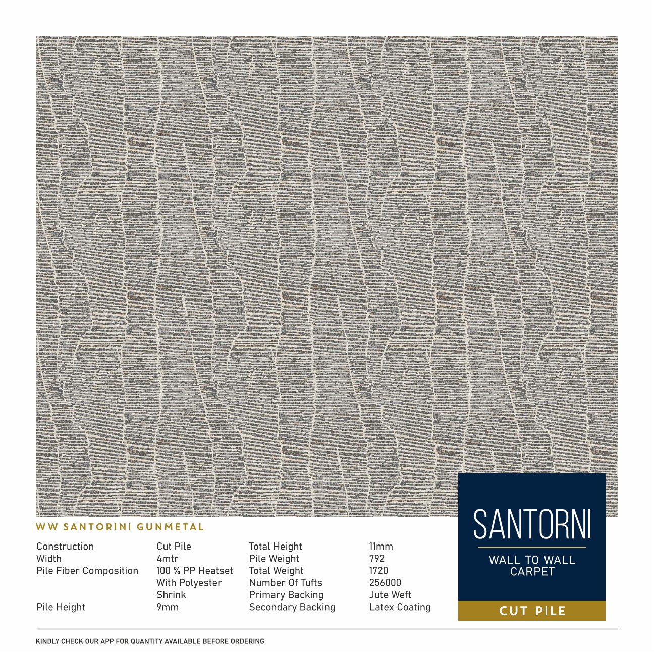 Divine Santorini Broc Carpet Roll - Gunmetal