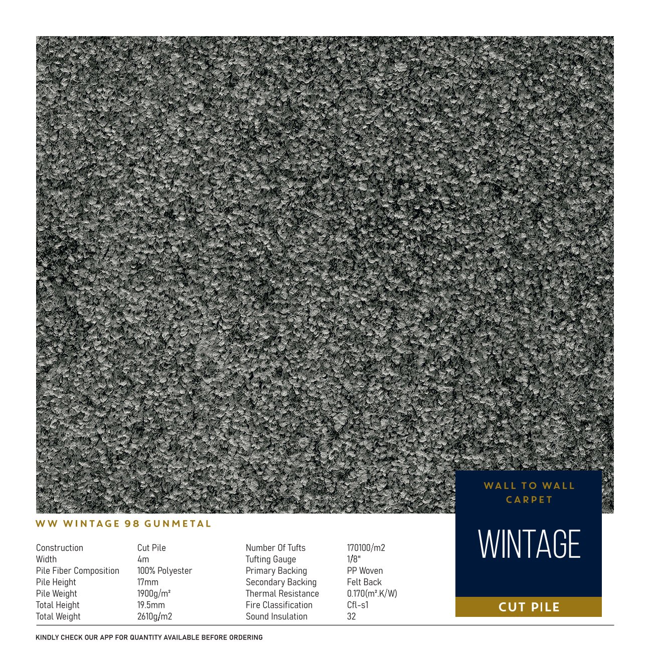 Divine Wintage 98 Gunmetal Carpet Roll - Premium Style