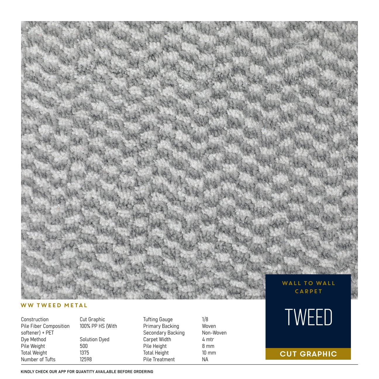 Divine Tweed Carpet Roll - Metal Design