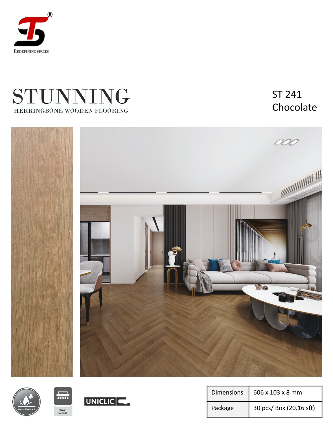 ST 241 chocolate-Stunning 8mm Herringbone Wooden Flooring