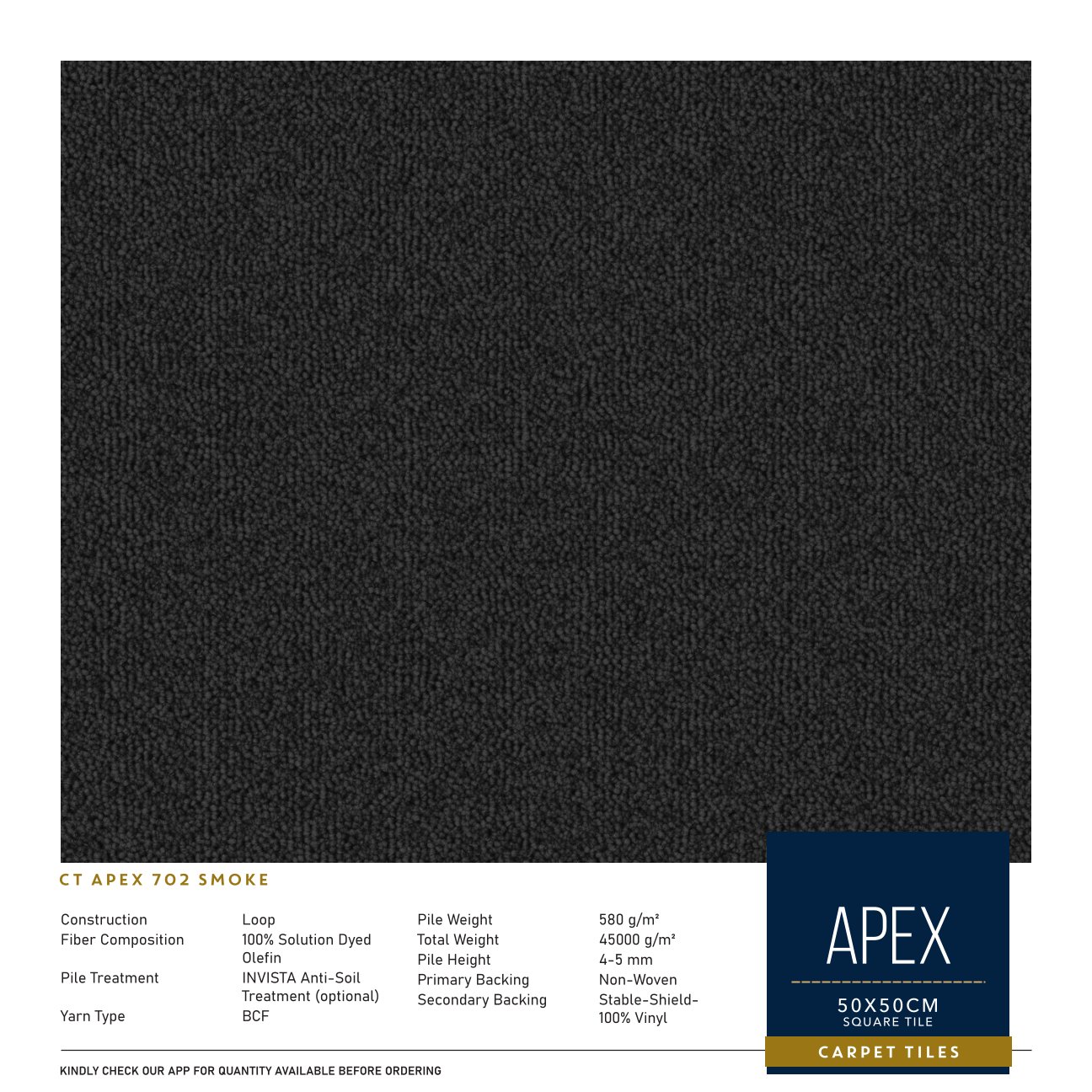 702 Smoke Apex Carpet Tile 50x50cm