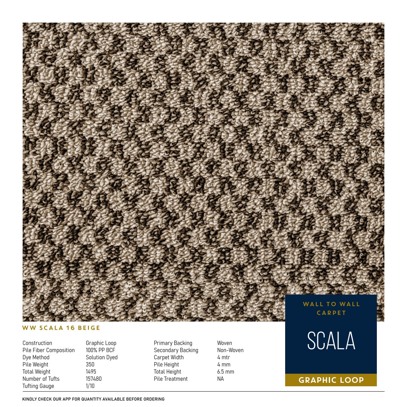 Divine Scala Carpet Roll 16 Beige - Luxury Flooring