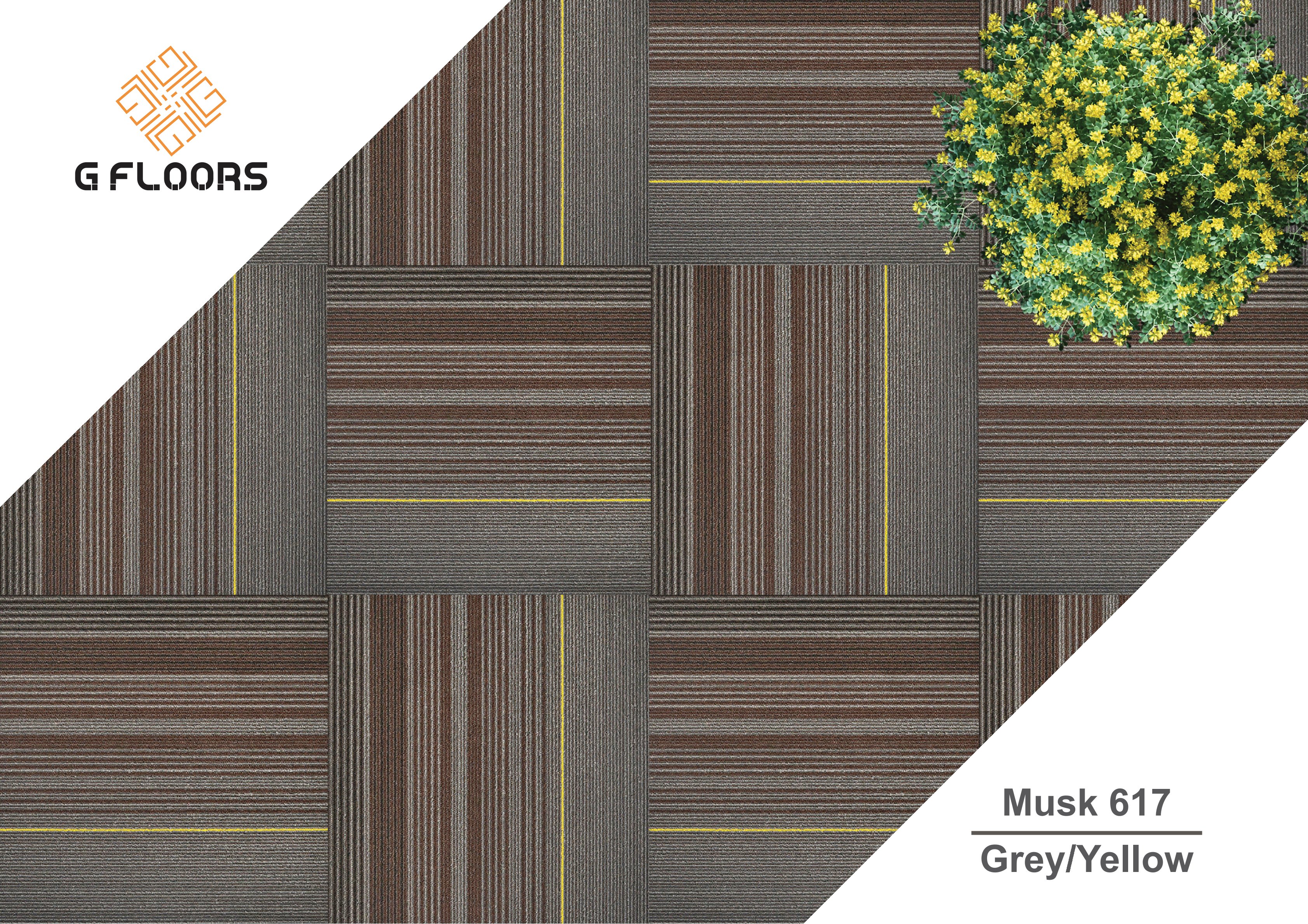 Musk Carpet Tile Grey/Yellow - Durable & Stylish