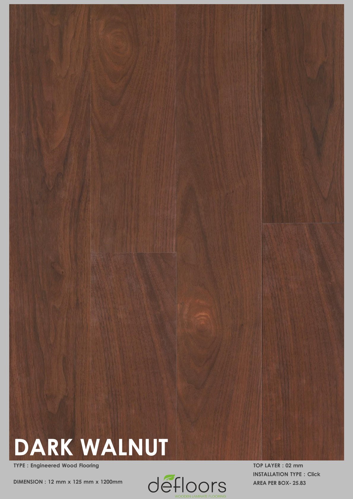 Dark walnut -14mm Engineered Defloor Laminate Flooring