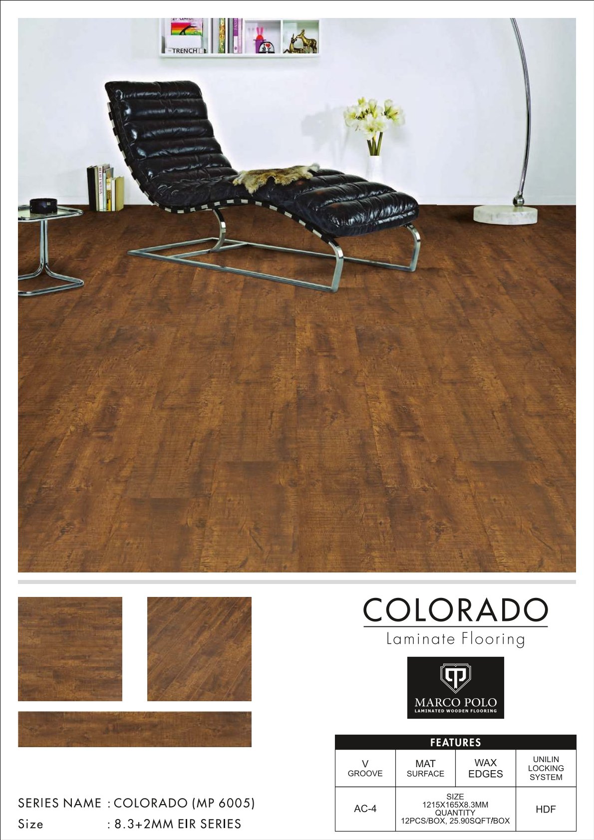 MP-6005 Colorado Marcopolo Laminate Flooring 8.3mm