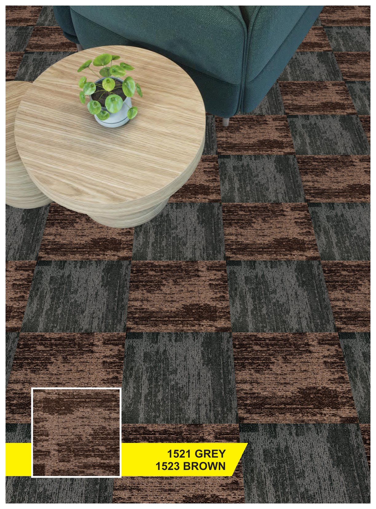 Rock Carpet Tile 1523 Brown & 1521 Grey