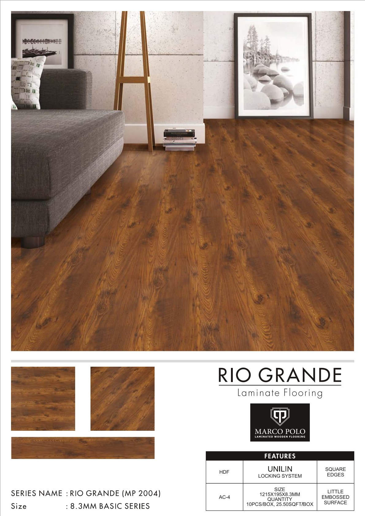 MP-2004 Rio Grande Marcopolo Laminate Flooring 8.3mm