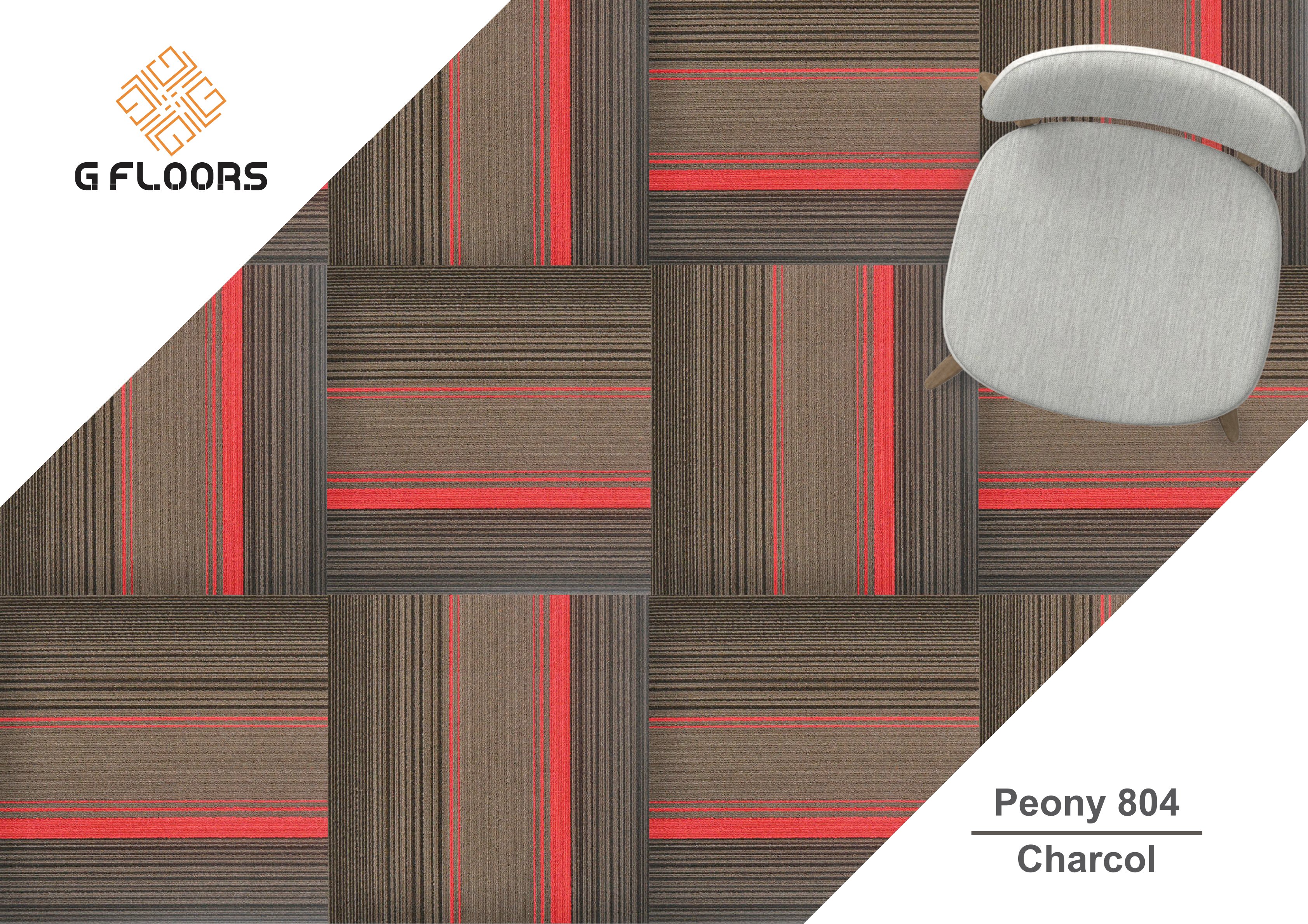 Peony Carpet Tile 804-Charcoal | Stylish & Durable