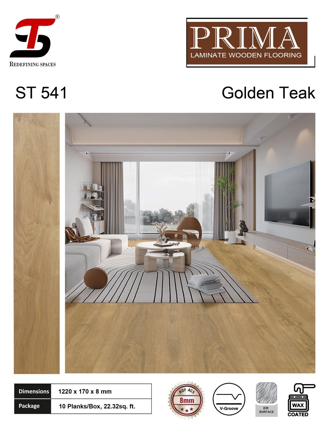 ST 541 golden teak ST Prima Laminate FloringLaptop