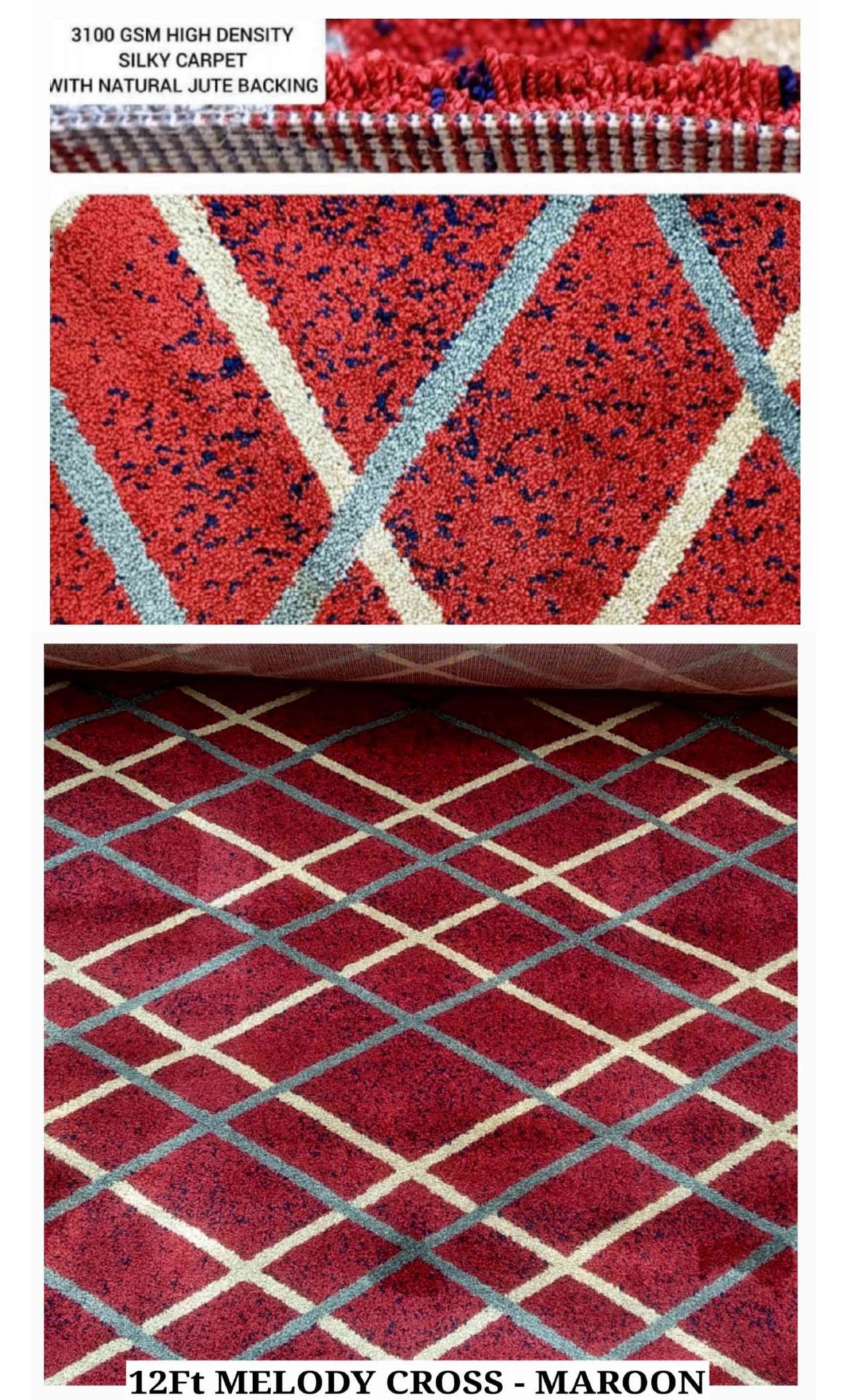 RJM Melody Carpet Roll - Cross Maroon