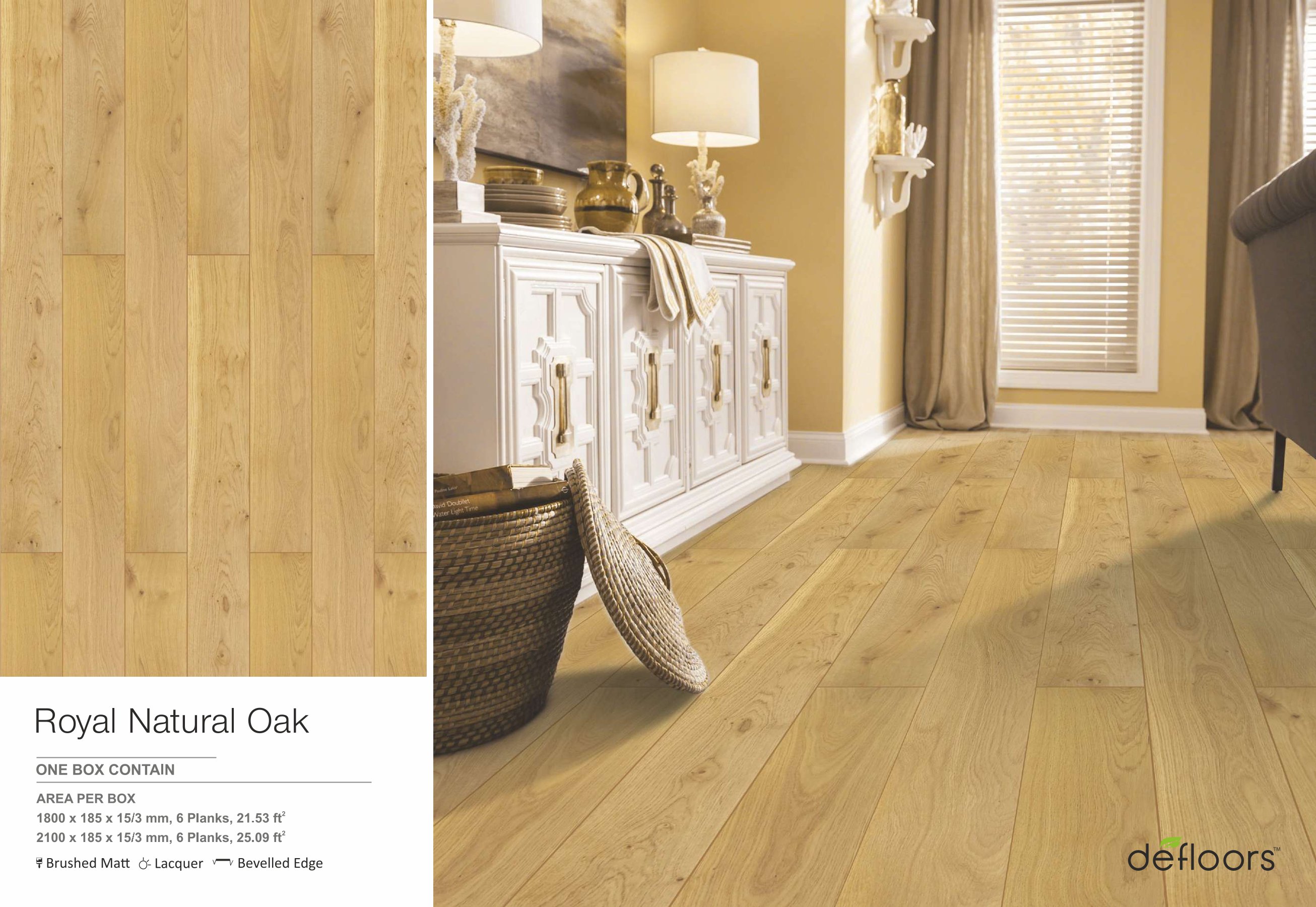 Royal natural oak -Lodge Defloor Laminate Flooring 15/3mm Thick