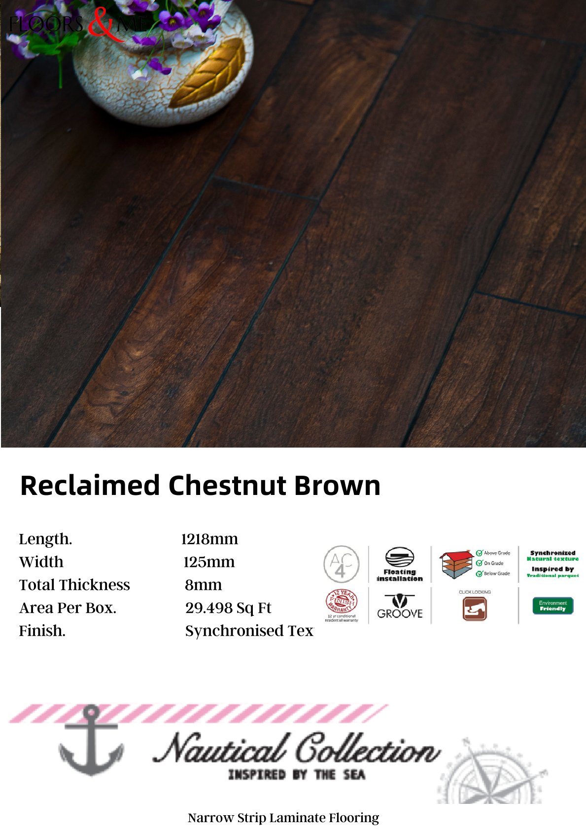 Reclaimed Chestnut Brown 8mm Laminate Flooring