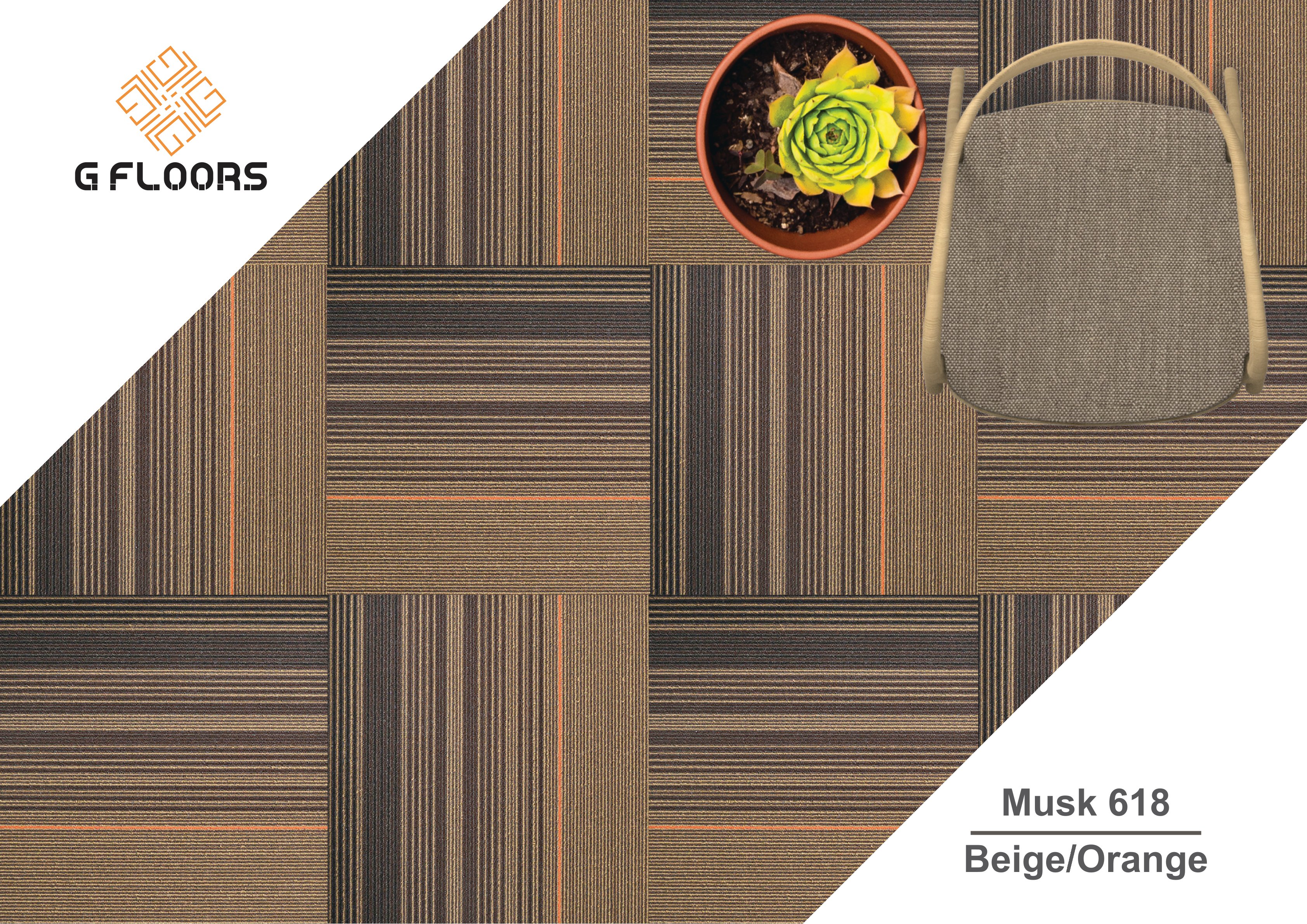 Musk Carpet Tile Beige/Orange – Durable & Stylish Flooring