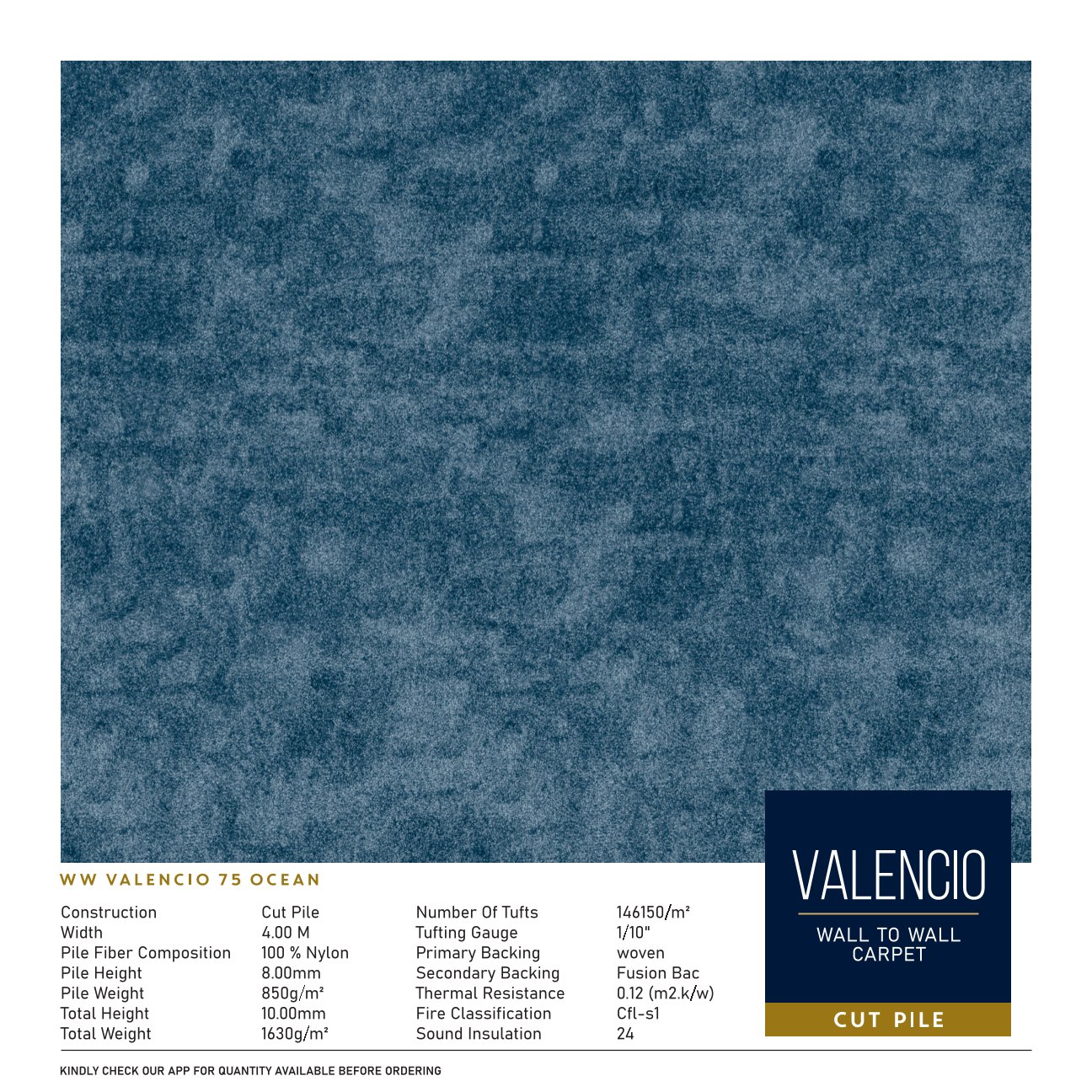 Divine Valencio Broc Carpet Roll 75 Ocean