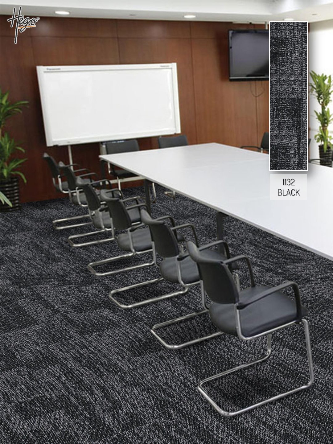 Hego Rockstar Carpet Tile 1132 Black - Stylish & Durable