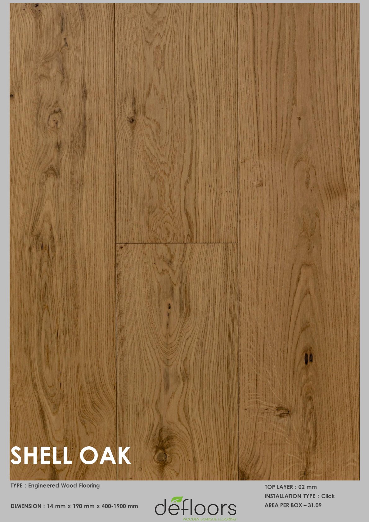 Shell oak -14mm Engineered Defloor Laminate Flooring