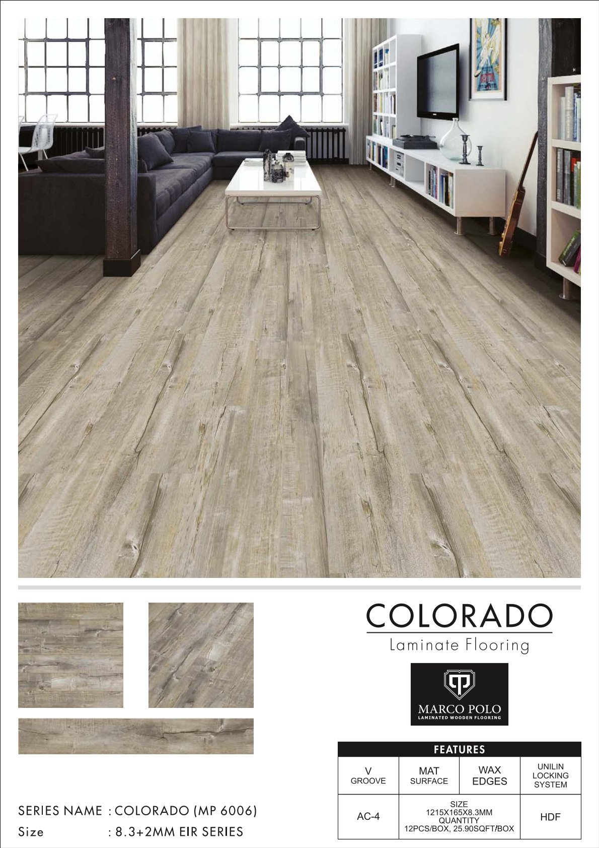 MP-6006 Colorado Marcopolo Laminate Flooring 8.3mm