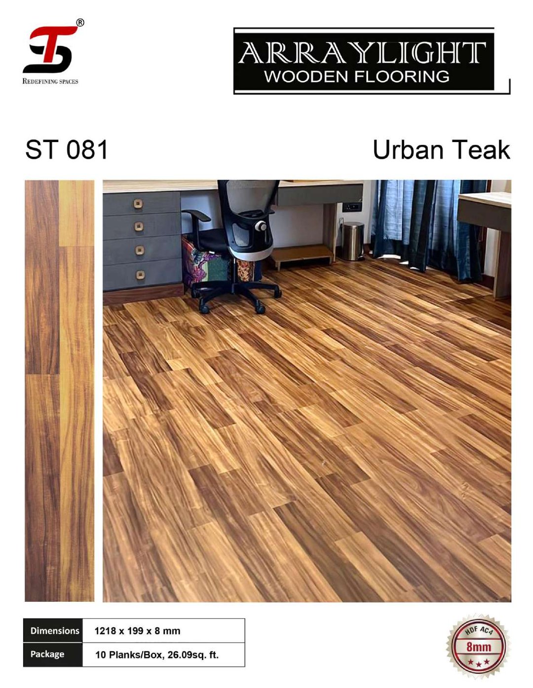 ST 081 urban teak -Arraylight 8mm Laminate Flooring – Durable & Stylish