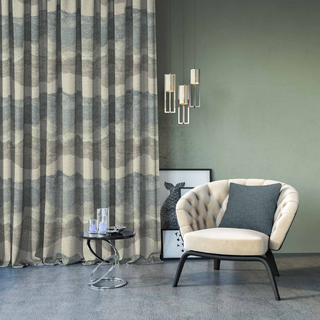 Vaya Hemisphere Mist Blue Stone Curtain Fabric – Stylish & Durable