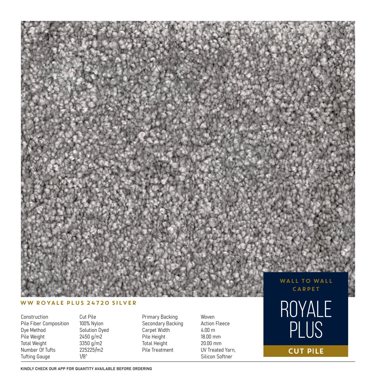 Divine Royale Plus Carpet Roll - Silver