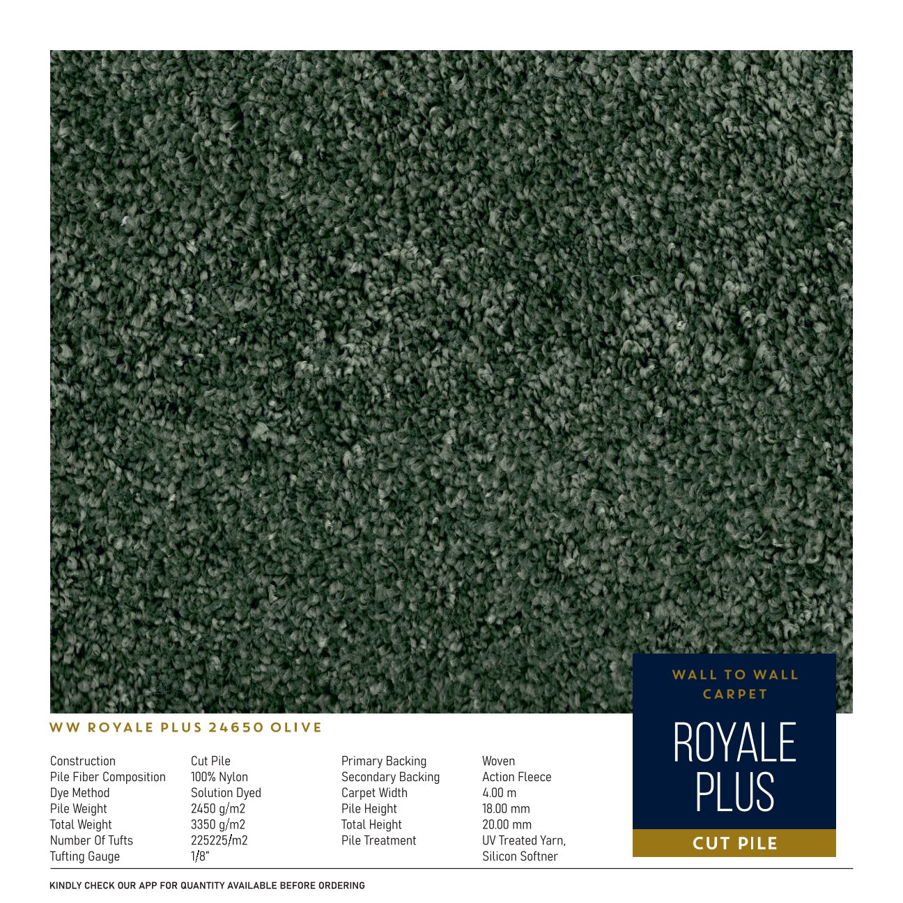 Divine Royale Plus Carpet Roll - Olive