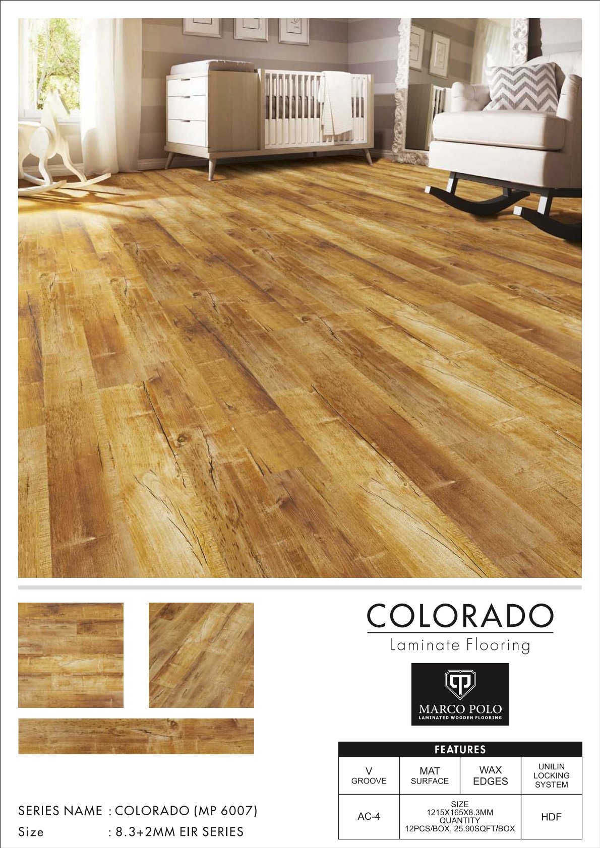 MP-6007 Colorado Marcopolo Laminate Flooring 8.3mm