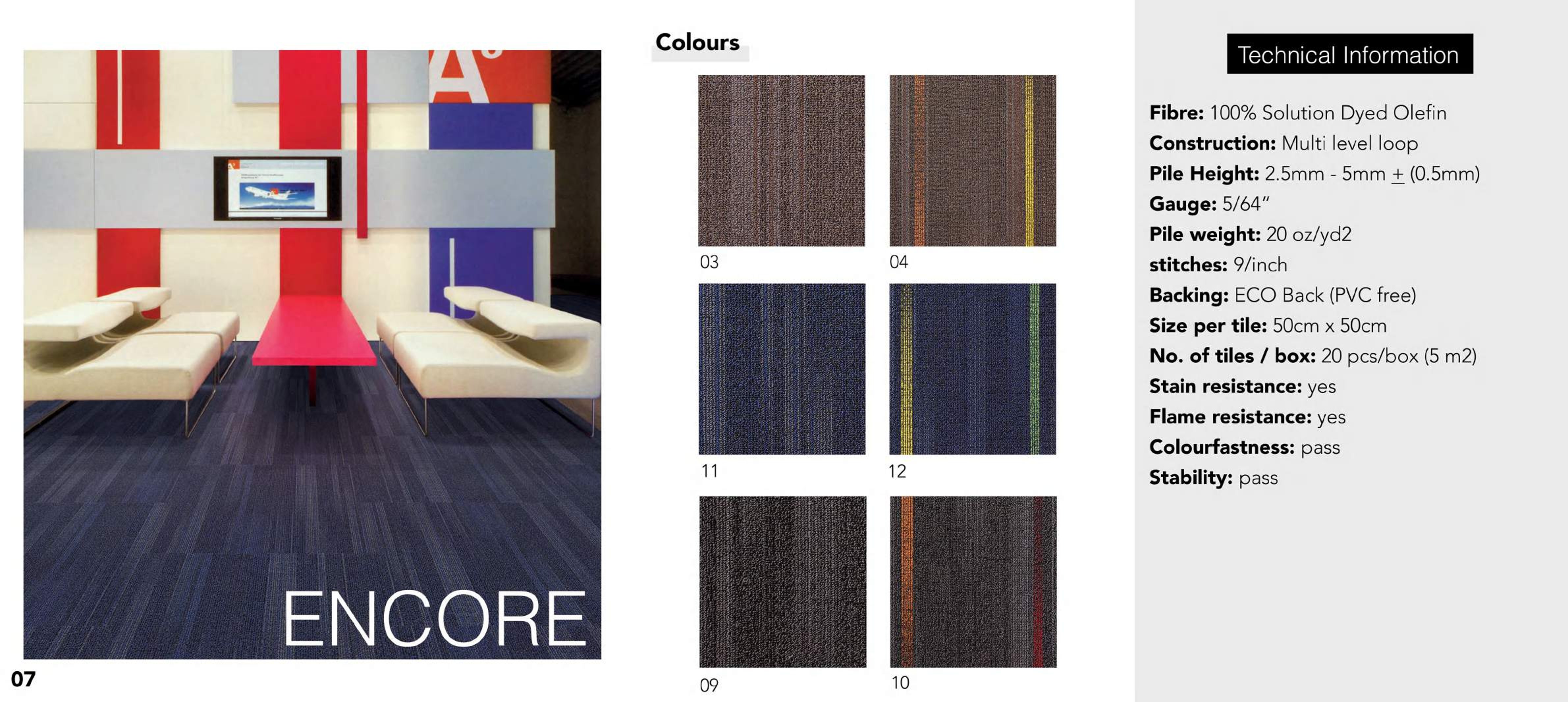 Encore Carpet Tile Collection - Variety of Colors 03 04 11 12 09 10 & Sizes