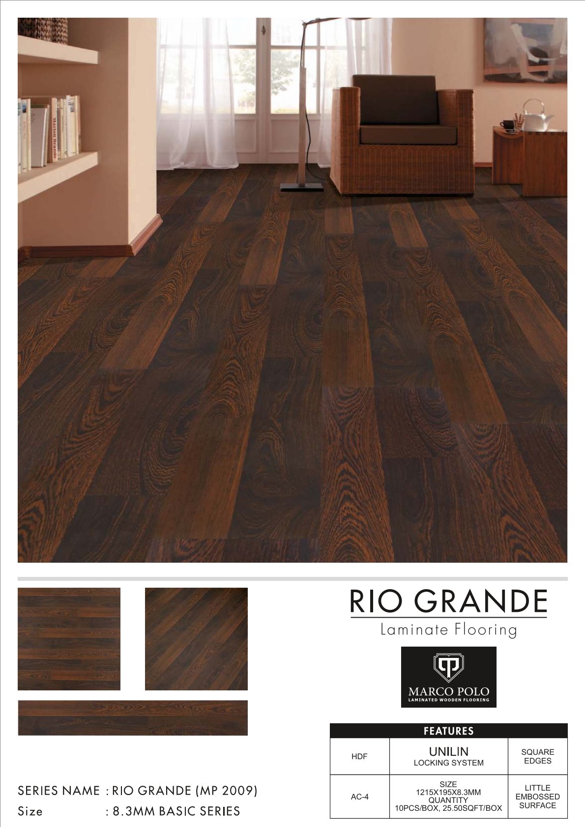 MP-2009 Rio Grande Marcopolo Laminate Flooring 8.3mm