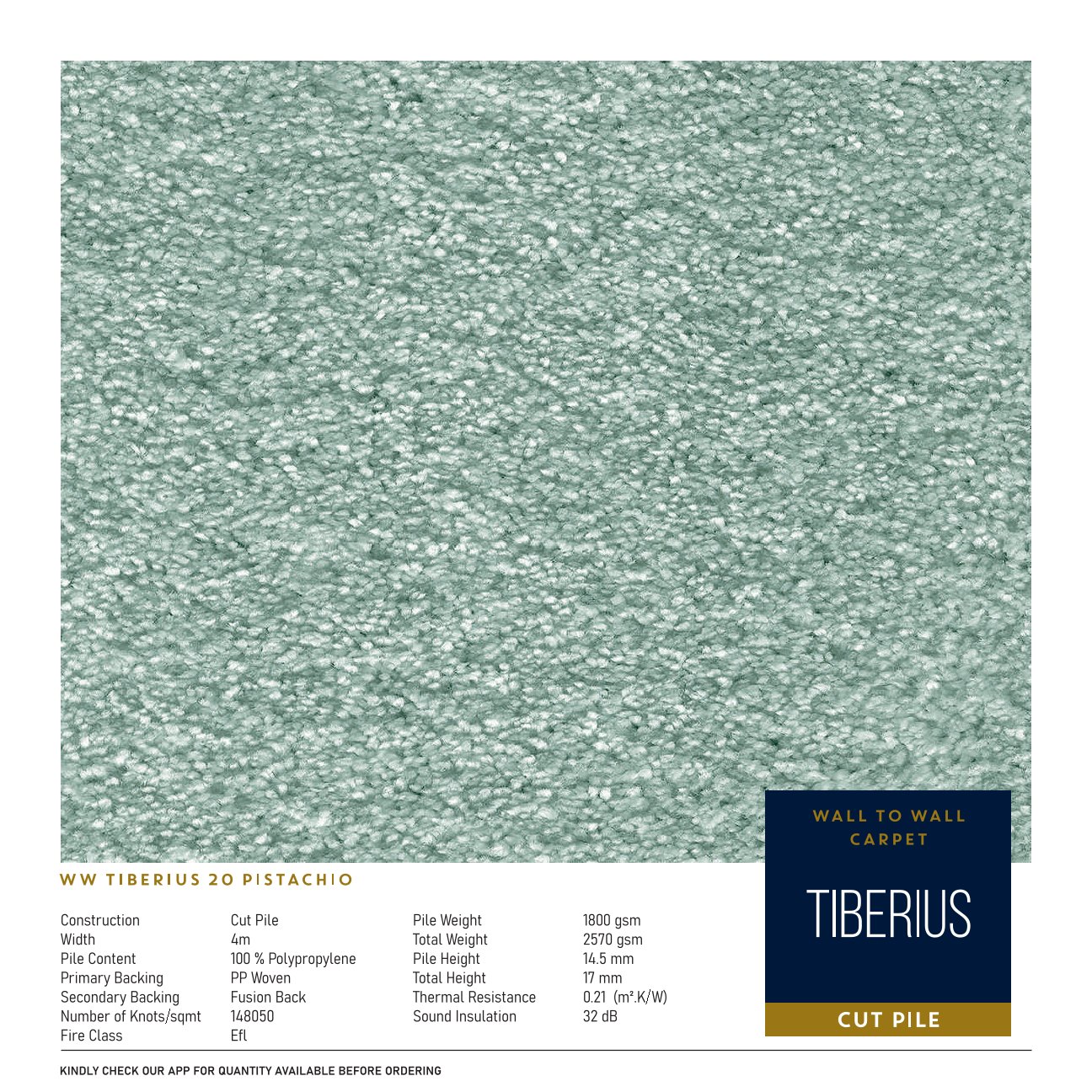 Divine Tiberius Carpet Roll - Pistachio Green