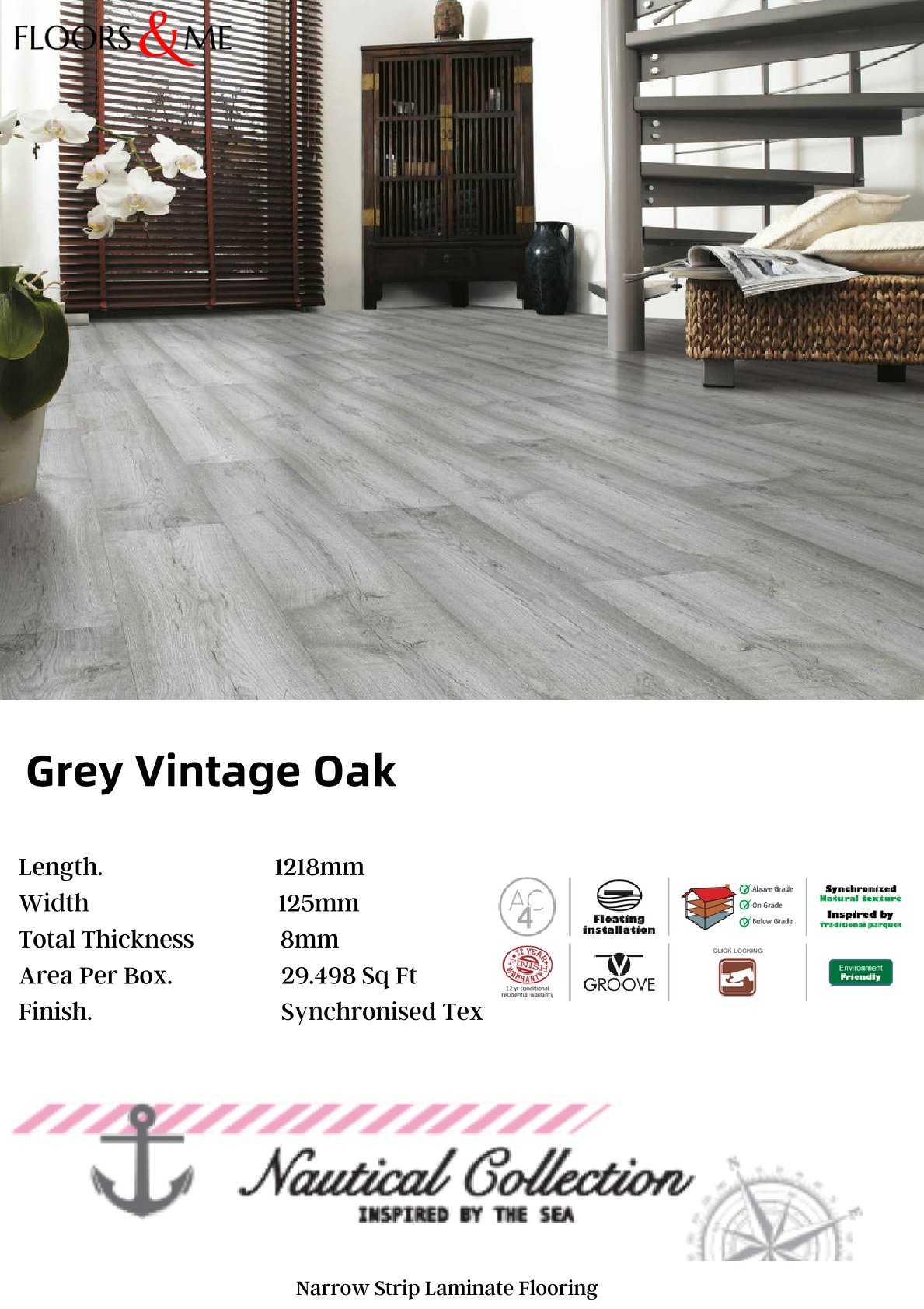 Grey Vintage Oak - 8mm Nautical Laminate Flooring