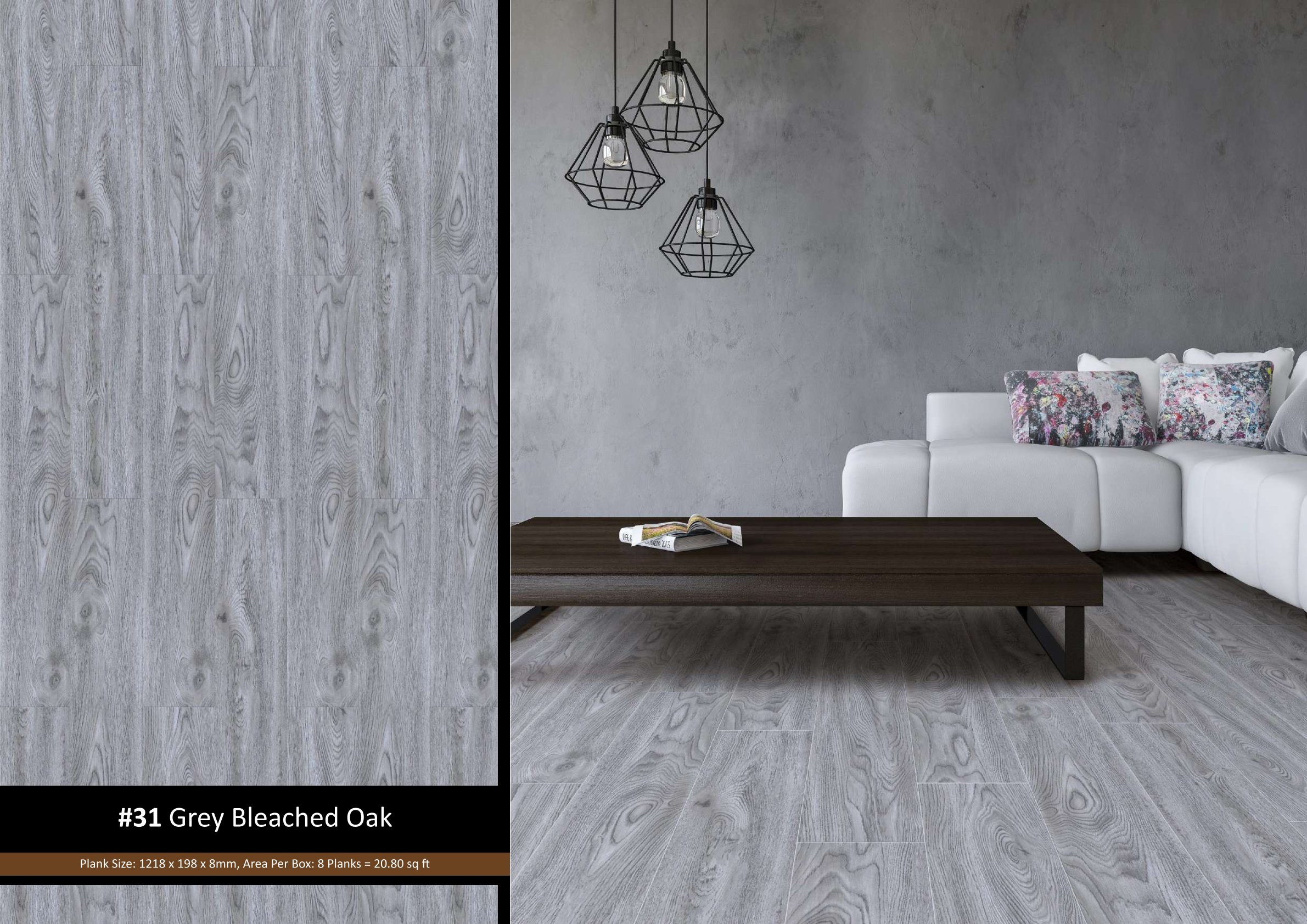 #31 Grey Bleached Oak Laminate Wood Flooring - Basic Collection