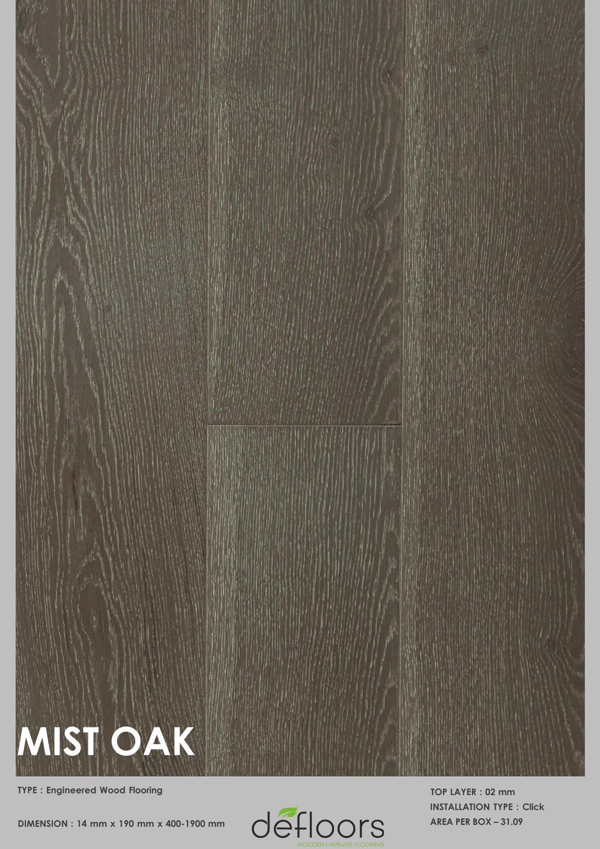 Mist oak -14mm Engineered Defloor Laminate Flooring