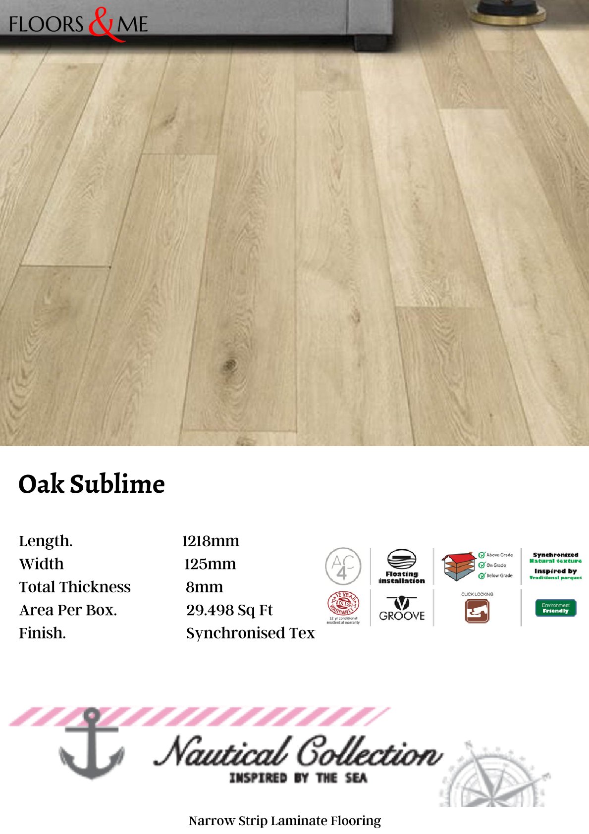 Oak Sublime Nautical Laminate Flooring - 8mm