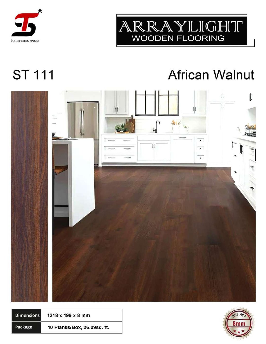 ST 111 african walnut -Arraylight 8mm Laminate Flooring – Durable & Stylish