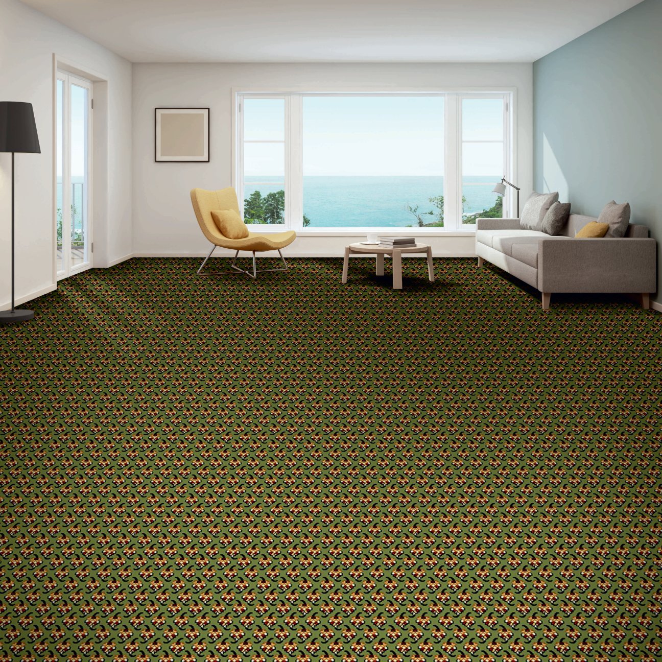 Divine Wilton Aari Carpet Roll - Olive