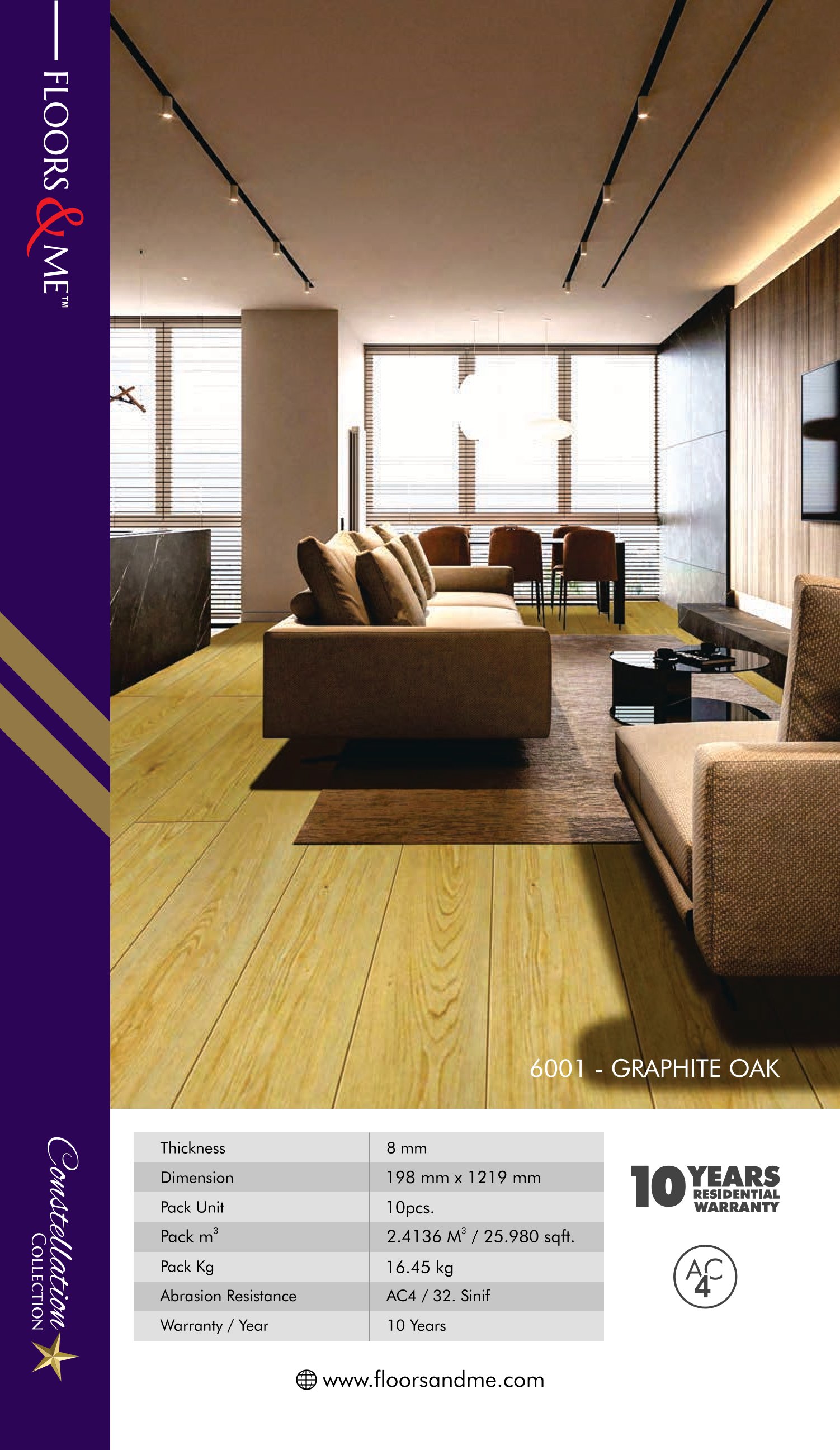 Graphite Oak 8mm Laminate Flooring - Stylish & Durable