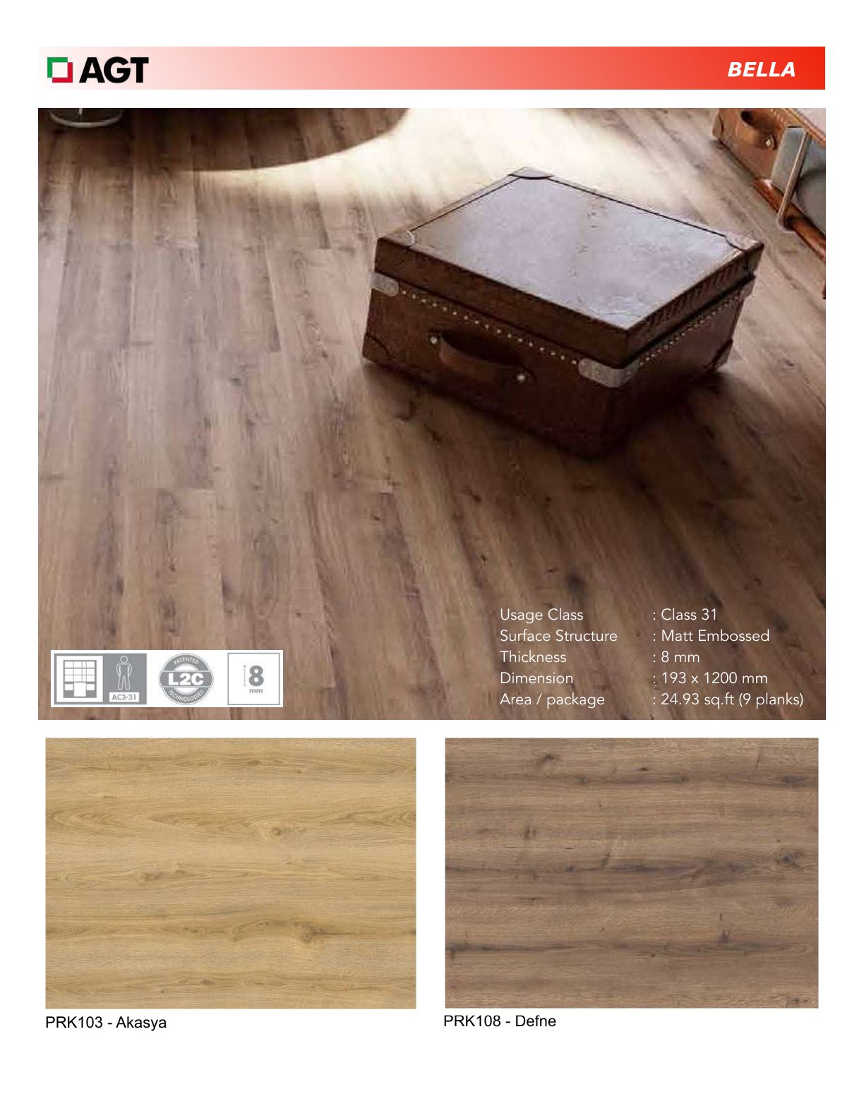 PRK103 - Akasya  - Vito 8mm Laminate Flooring – Durable & Stylish