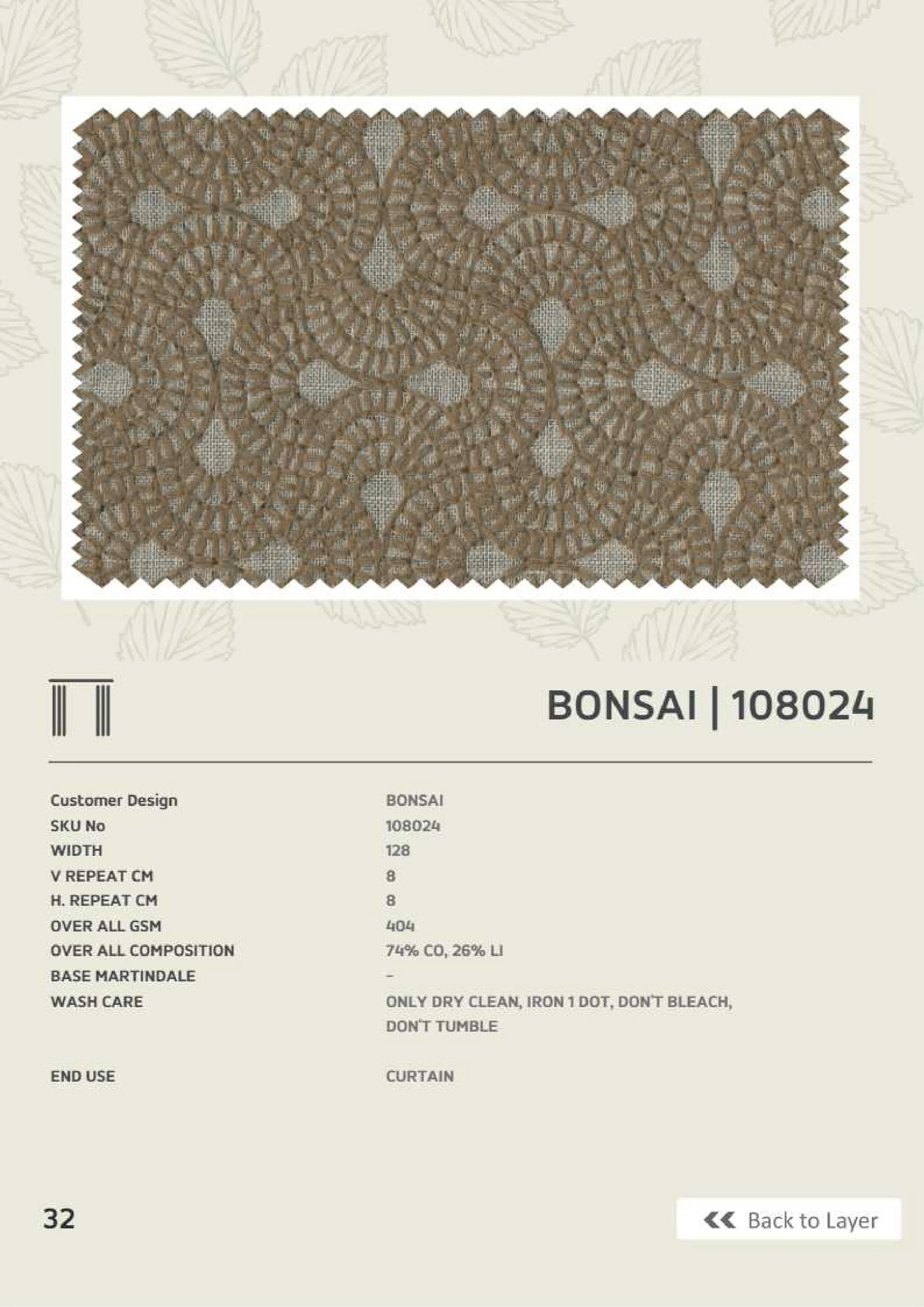 Winners Bonsai 108024 Linen Fabric