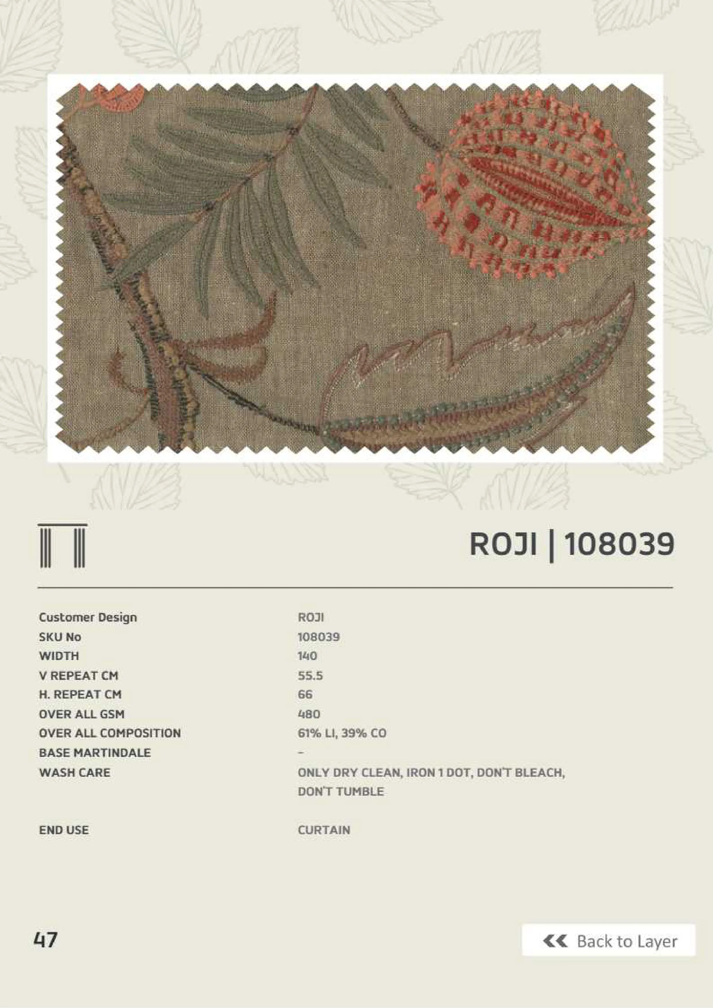 Butikku Winners Roji Linen Fabric 108039