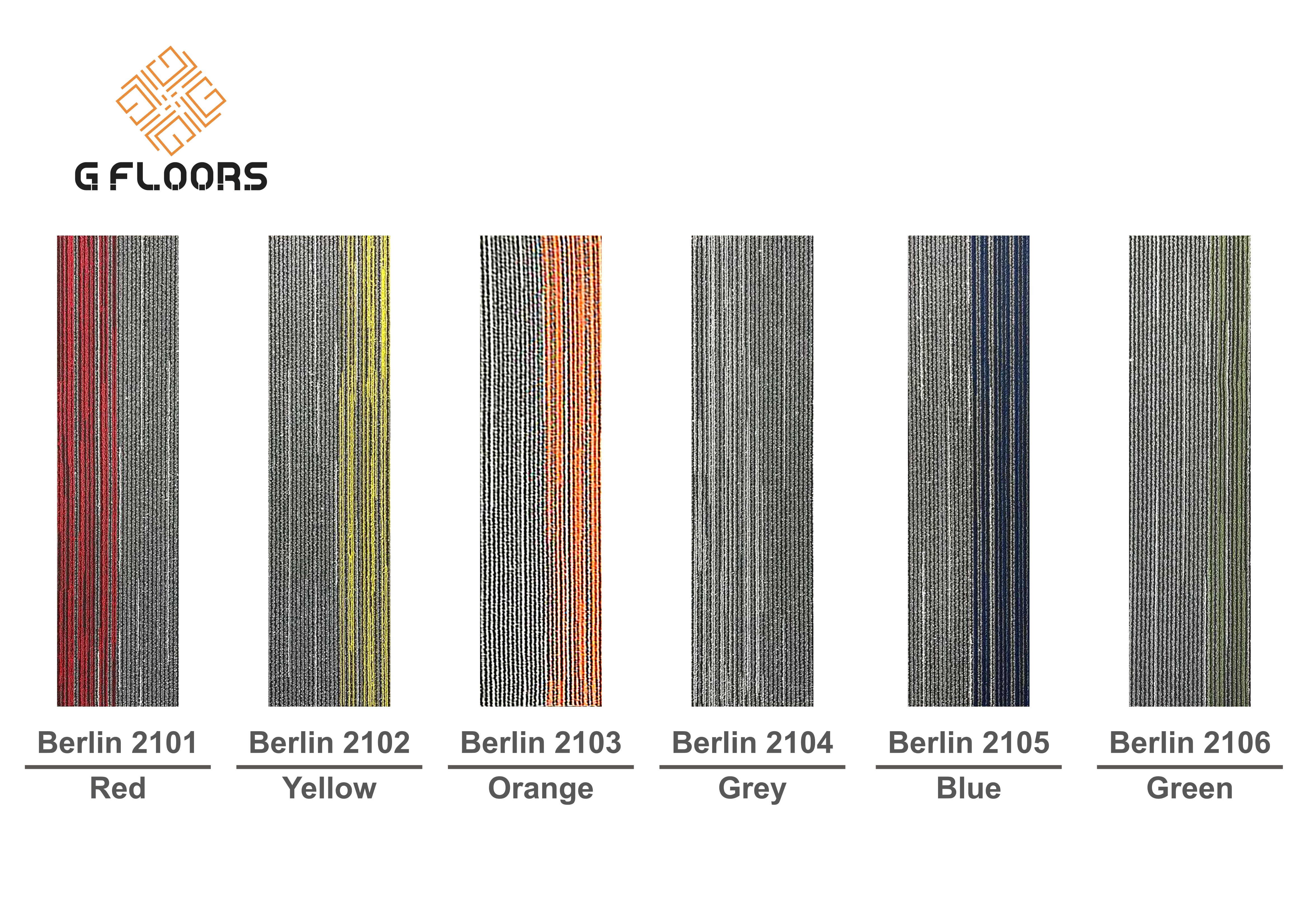 Berlin Carpet Planks – Red, Yellow, Orange, Grey, Blue, Green