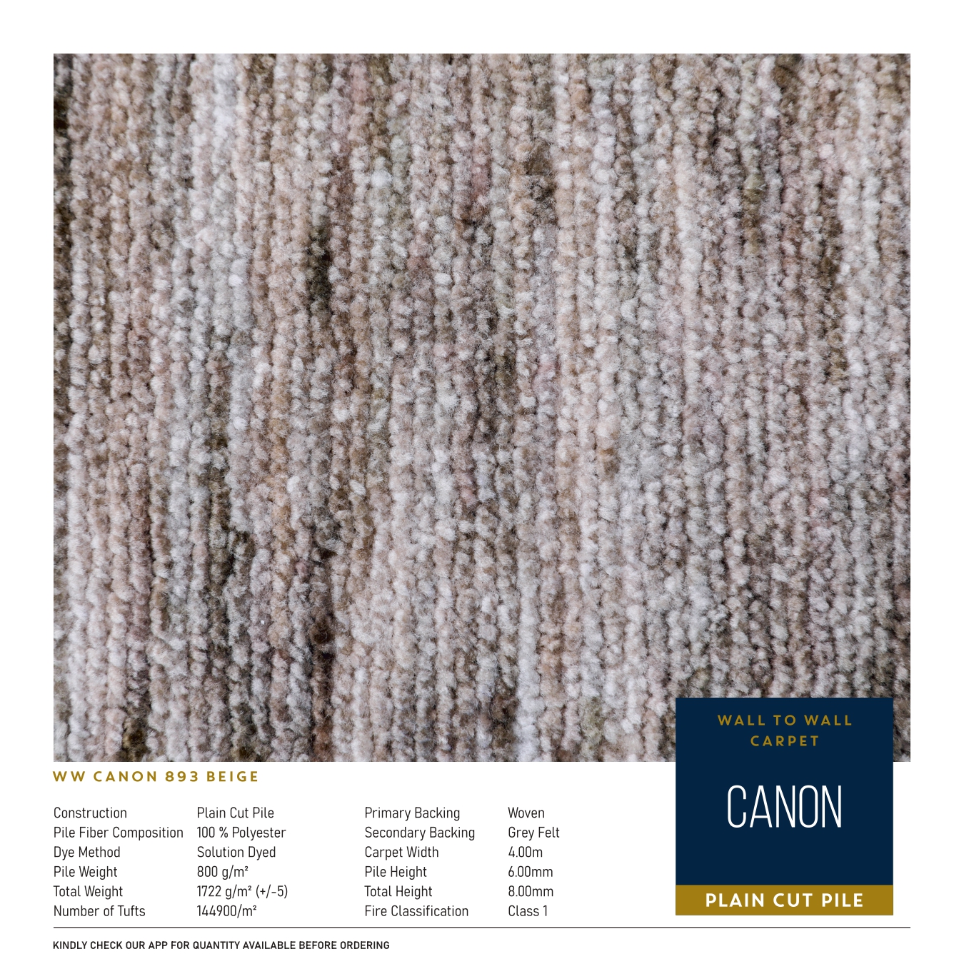 WW Canon  893 Beige Carpet Tile – Stylish & Durable