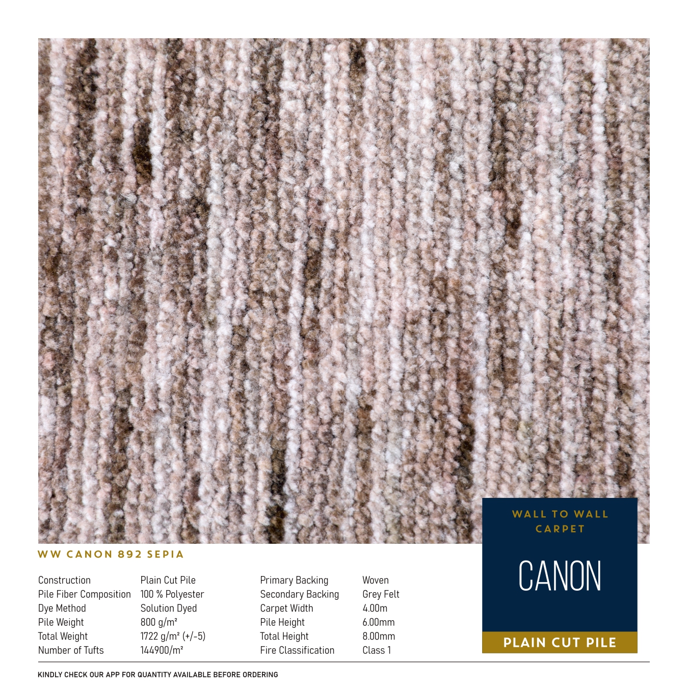 WW Canon  892 Sepia Carpet Tile – Stylish & Durable