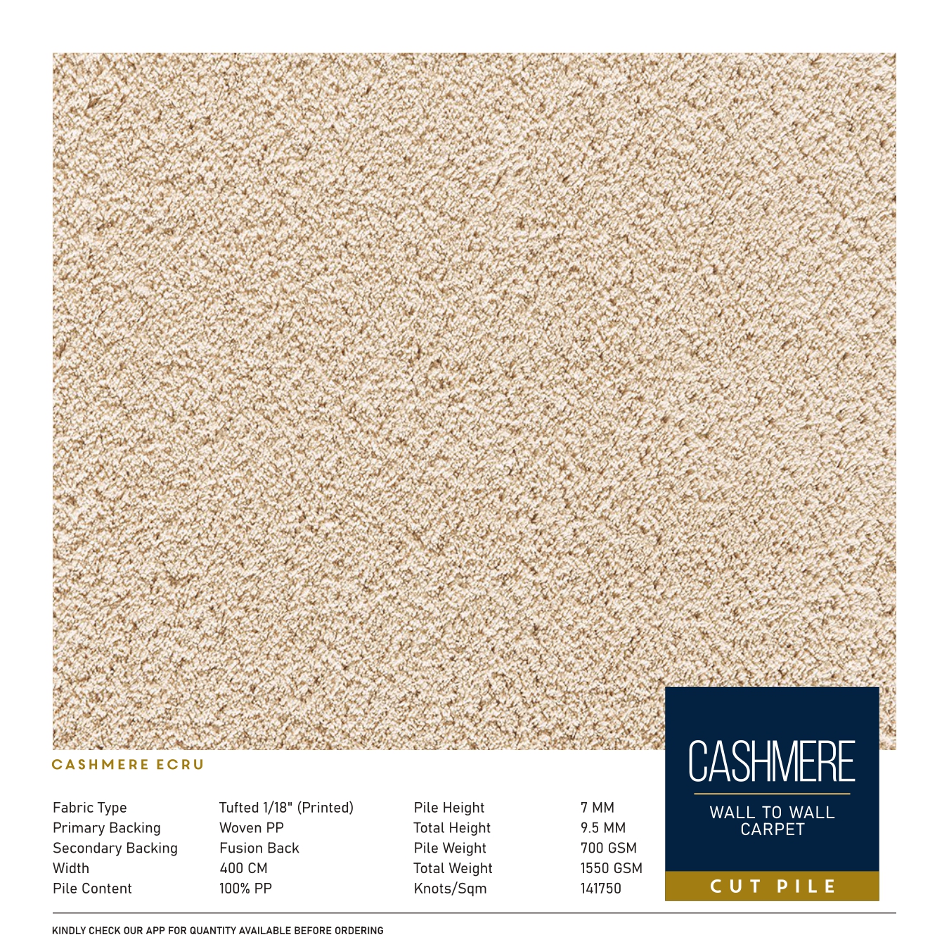 Cashmere Ecru Carpet Tile – Stylish & Durable