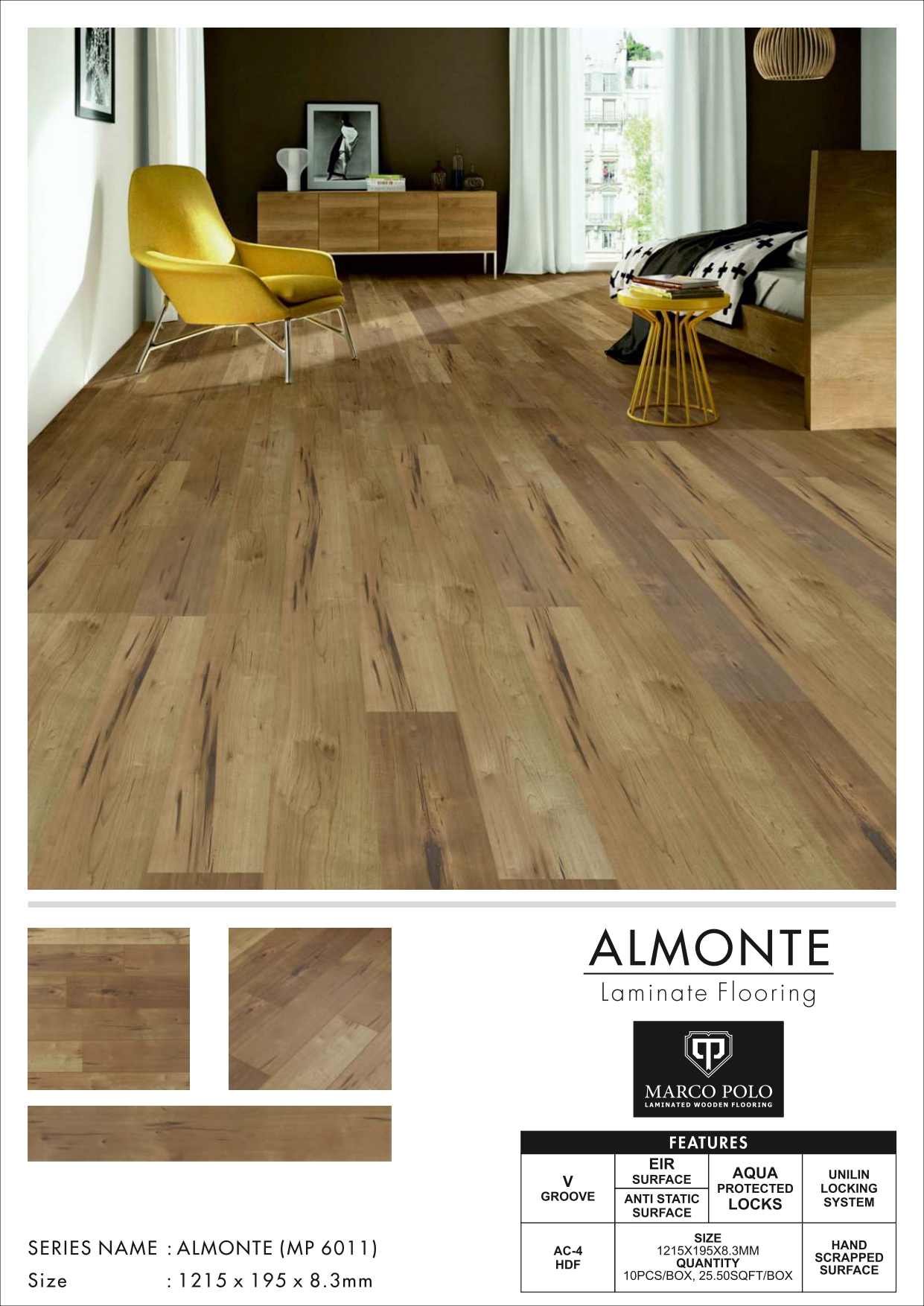 Almonte  MP6011 Marcopolo Laminate Wooden Flooring