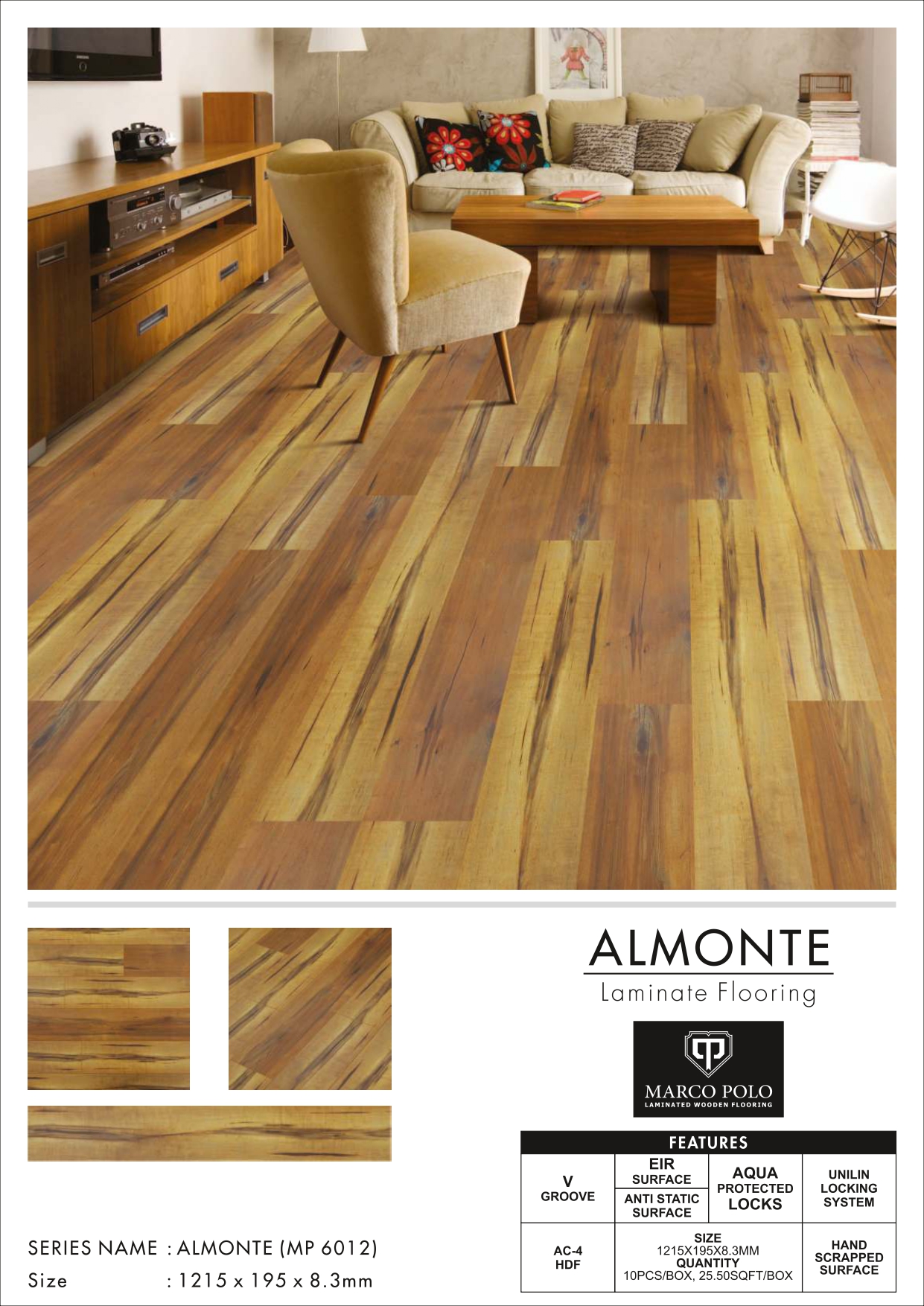 Almonte  MP6012 Marcopolo Laminate Wooden Flooring