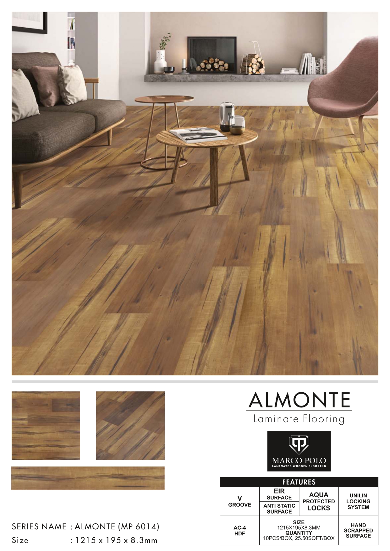 Almonte  MP6014 Marcopolo Laminate Wooden Flooring