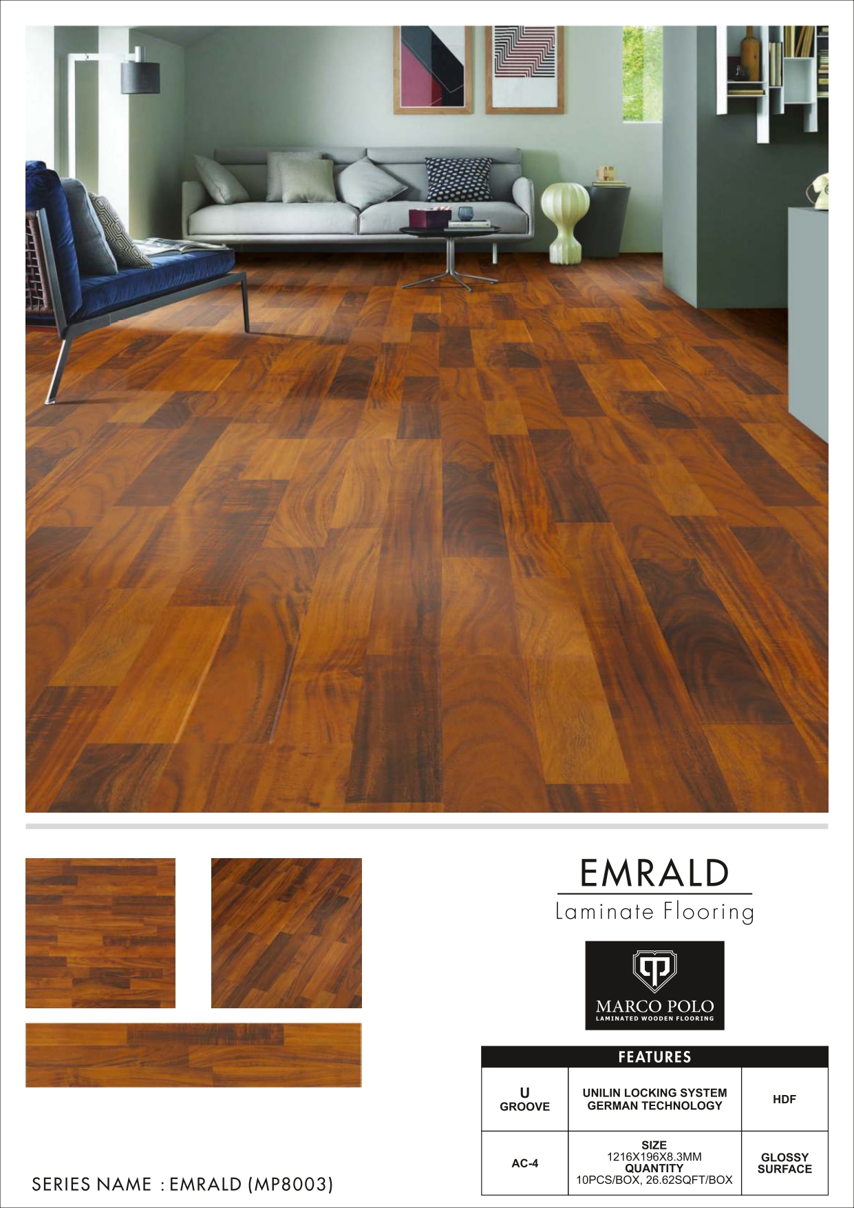 Emrald  MP8003 Marcopolo Laminate Wooden Flooring